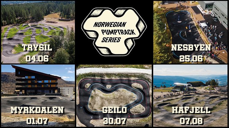 I år er det Trysil, Nesbyen, Voss/Myrkdalen, Geilo og Hafjell som er en del av Norwegian Pumptrack Series 2022.  