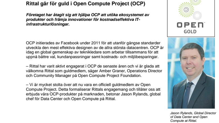 Rittal går för guld i Open Compute Project (OCP)