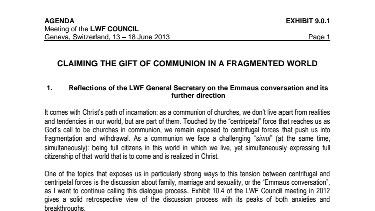 Lutherska världsförbundets samtalsdokument om kyrkogemenskap