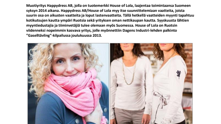 House of Lola laajentaa toimintaansa Suomeen
