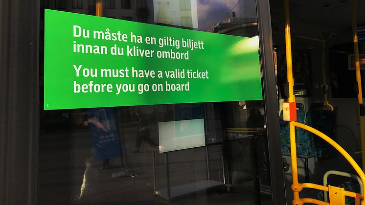 Nya dekaler på SL:s bussar. 