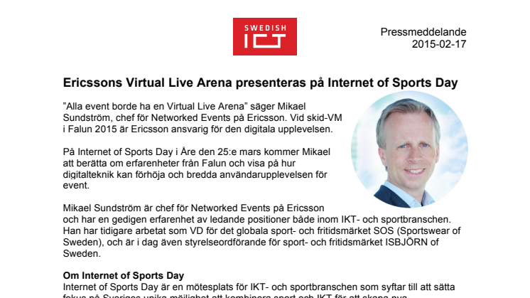 Ericsson presenterar satsningarna på Virtual Live Arena den 25/3 i Åre