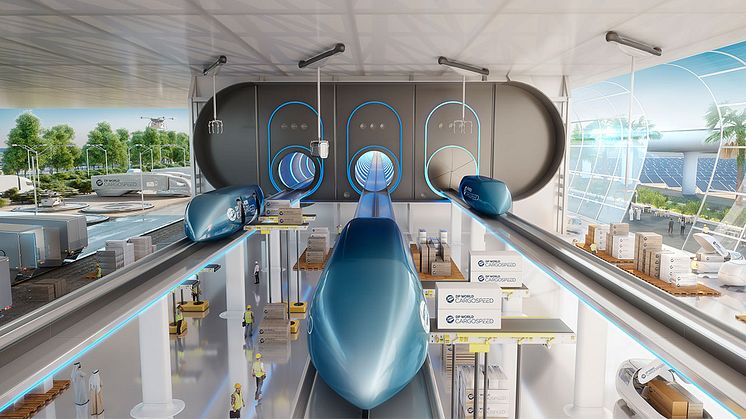 Så här tänker sig Virgin Hyperloop framtidens transportsystem. Sträckan mellan San Francisco och Los Angeles, som idag tar cirka sex timmar med bil, skulle kunna avverkas på maximalt 30 minuter med de hastigheter som testas idag.