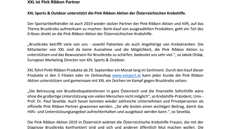XXL ist Pink Ribbon Partner