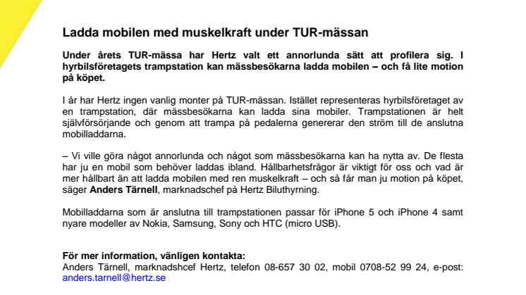 Ladda mobilen med muskelkraft under TUR-mässan