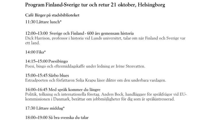Program Finland-Sverige tur och retur