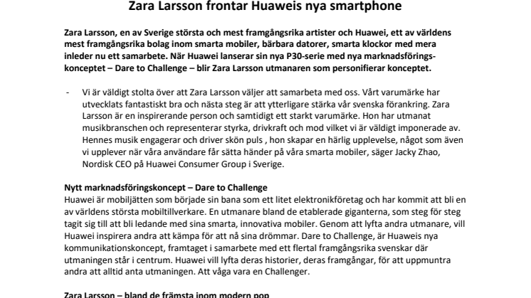 Zara Larsson frontar Huaweis nya smartphone