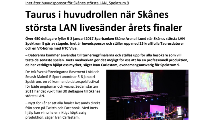 Taurus i huvudrollen när Skånes största LAN livesänder årets finaler