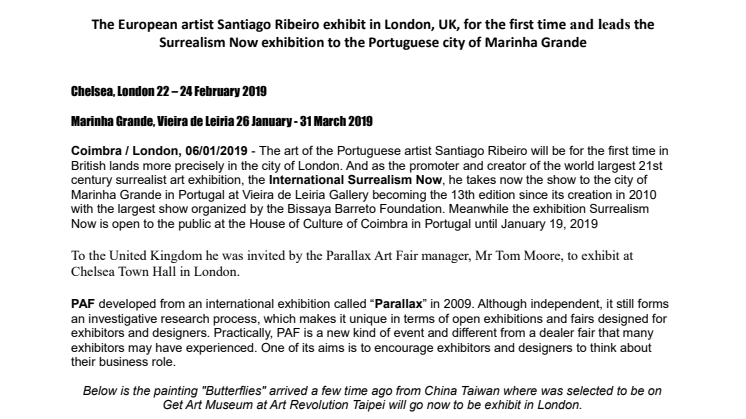 From New York in United States to London, UK the Art of the Portuguese Artist Santiago Ribeiro