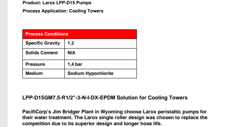 Larox LPP-D Pump Solution for Cooling Towers