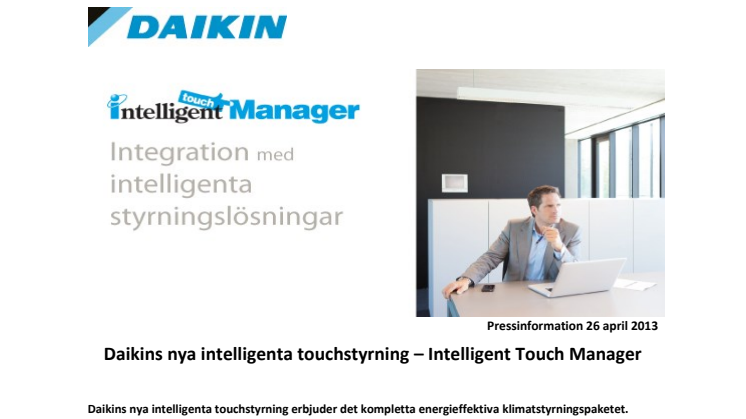 Daikins nya intelligenta touchstyrning – Intelligent Touch Manager