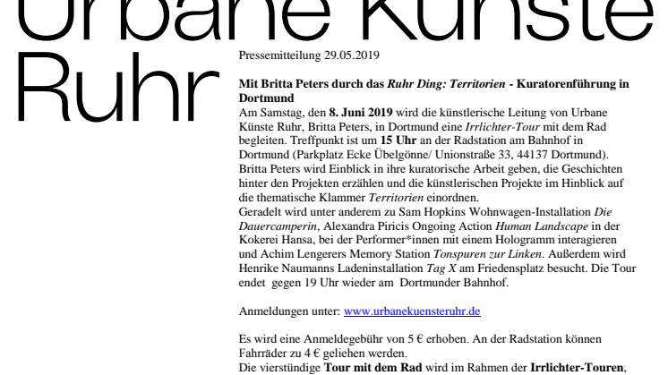 Mit Britta Peters durch das Ruhr Ding: Territorien - Kuratorenführung in Dortmund