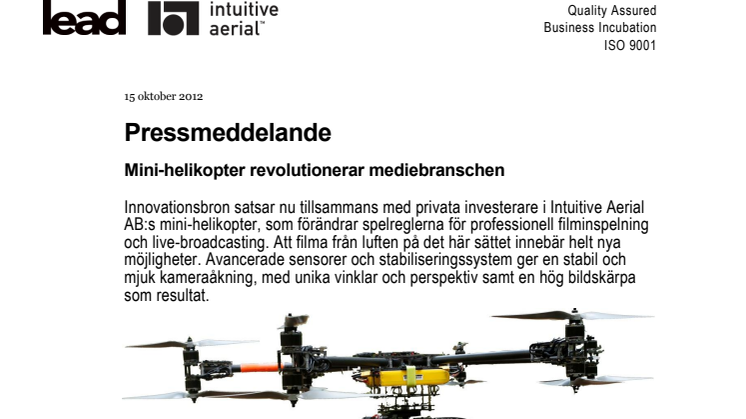 Mini-helikopter revolutionerar mediebranschen