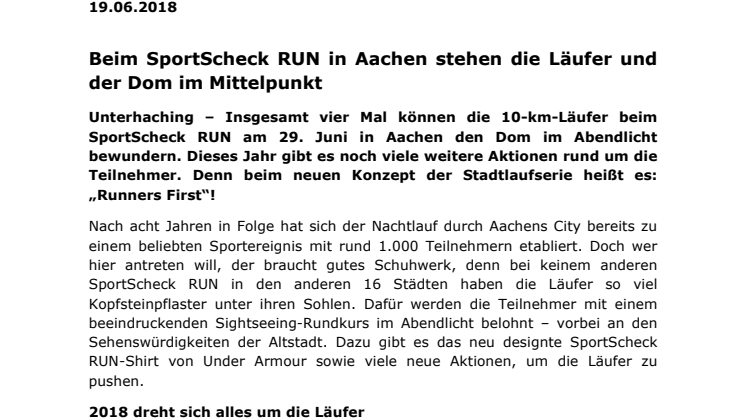 Beim SportScheck RUN in Aachen stehen die Läufer und der Dom im Mittelpunkt