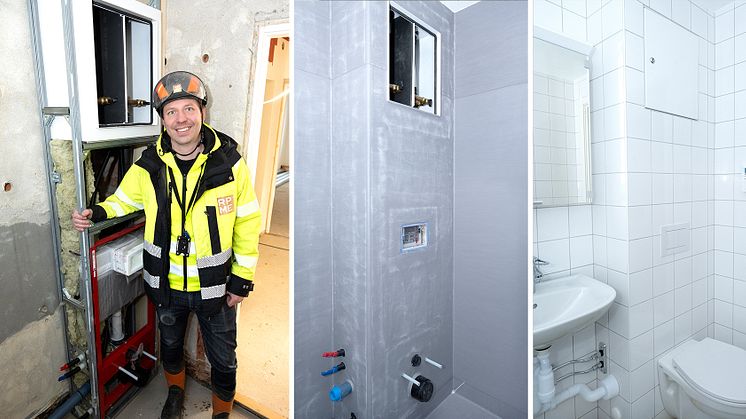 Fredrik Madsen på Rörprodukter Montage Sverige AB är nöjd med TECEs nya lösning, som sparat åtskilliga arbetstimmar när VVS-produkterna skulle installeras i 190 badrum i Östersund.