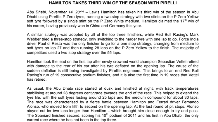 Pirellis Paul Hembery om Hamiltons vinst och Vettels punktering i Abu Dhabis Grand Prix