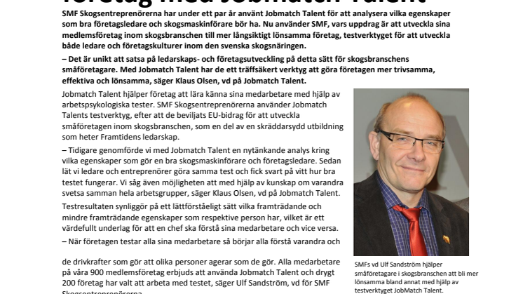 Ulf Sandström SMF: "Vi stärker våra ledare och företag med Jobmatch Talent"