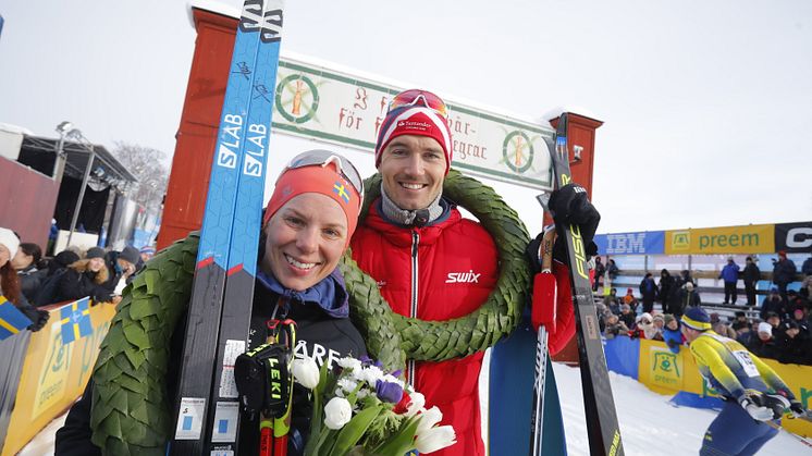Lina Korsgren och Andreas Nygaard vann Vasaloppet 2018