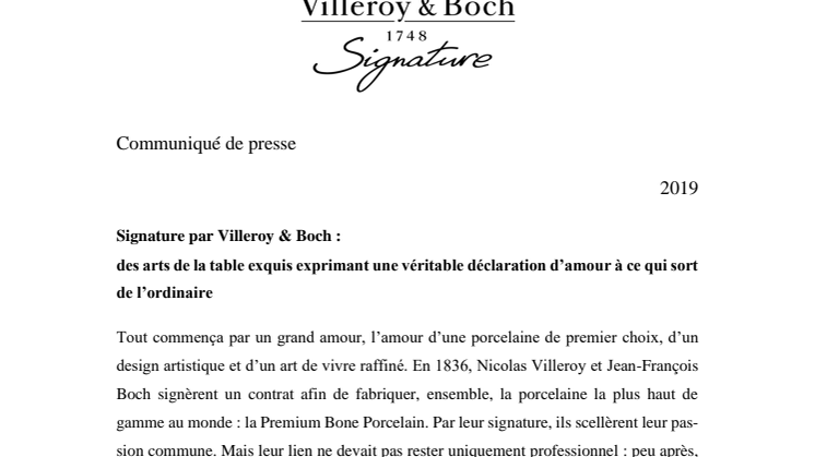Signature par Villeroy & Boch :  des arts de la table exquis exprimant une véritable déclaration d’amour à ce qui sort de l’ordinaire