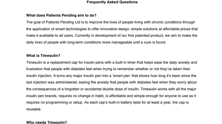 Timesulin Fact Sheet