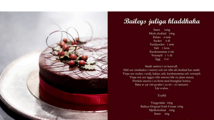 Recept: Baileys Juliga Kladdkaka