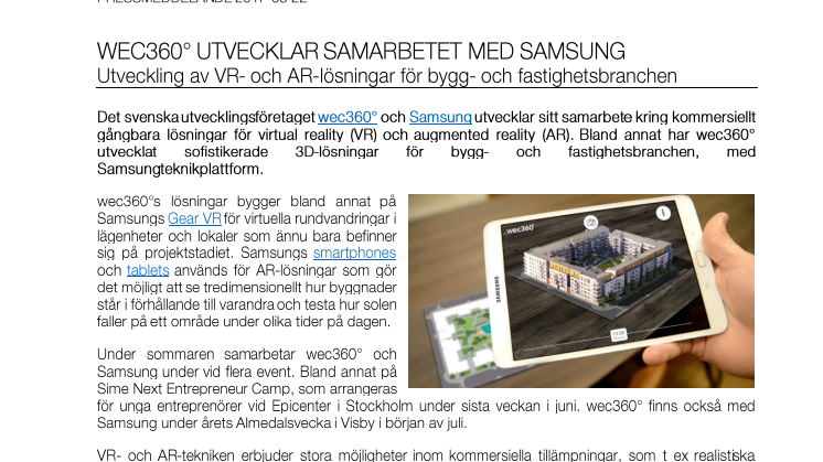 wec360° utvecklar samarbetet med Samsung