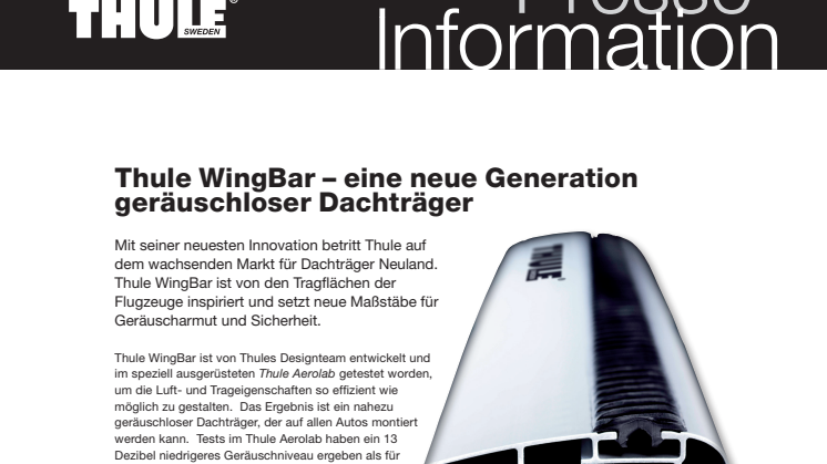 Thule WingBar – eine neue Generation geräuschloser Lastenträger 