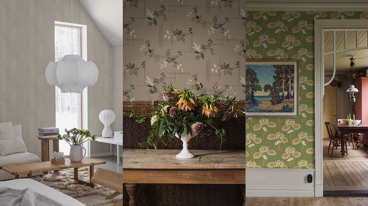 Boråstapeter has produced a unique collection of wallpapers from six different style eras. This highly inspiring collection, called “Alla tiders hus” (Houses of every era), makes it possible to respect the age of a house and at the same time create a