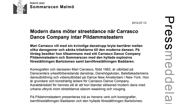 Modern dans möter streetdance när Carrasco Dance Company intar Pildammsteatern  