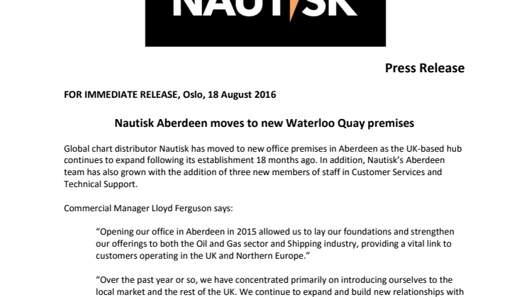 Nautisk Aberdeen moves to new Waterloo Quay premises