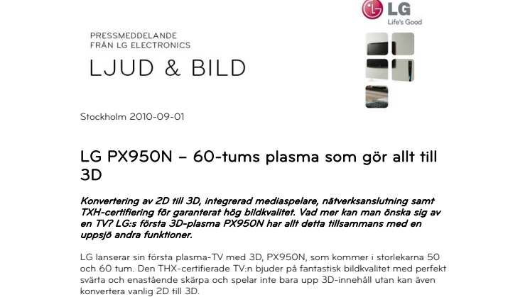 LG PX950N – 60-tums plasma som gör allt till 3D