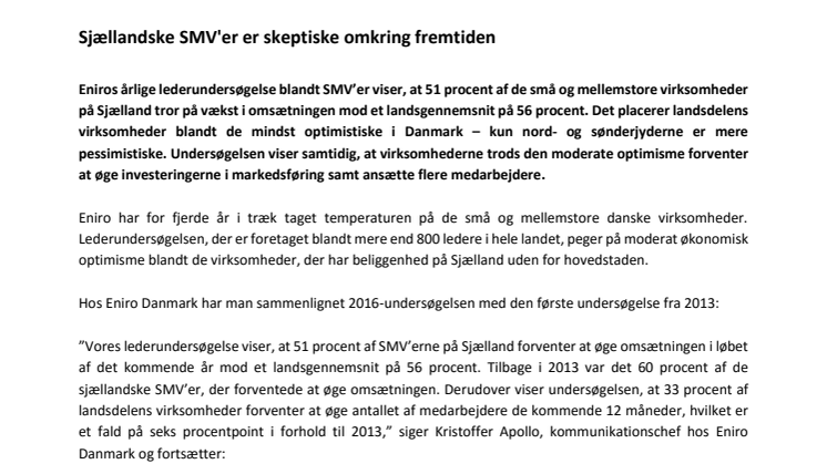Sjællandske SMV'er er skeptiske omkring fremtiden