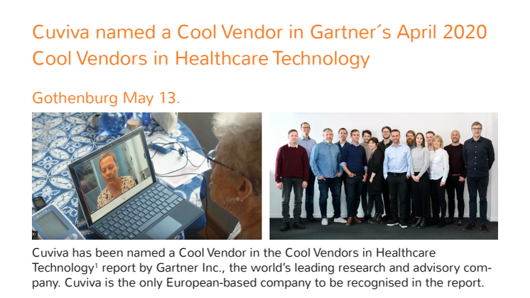 Cuviva named a Cool Vendor in Gartner ́s April 2020 Cool Vendors in Healthcare Technology