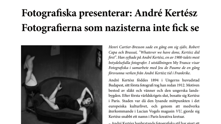 Pressmeddelande André Kertész