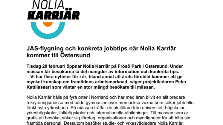 JAS-flygning och konkreta jobbtips när Nolia Karriär kommer till Östersund