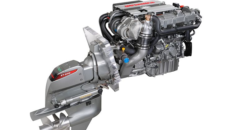 Hi-res image - YANMAR - YANMAR 4LV sterndrive marine diesel engine fitted with the YANMAR ZT370