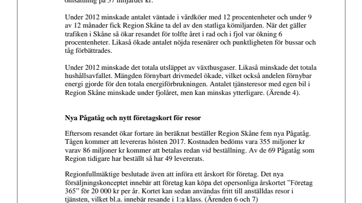 Pressinformation från regionfullmäktiges sammanträde i Region Skåne den 7 maj