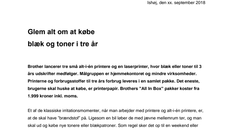 Glem alt om at købe blæk og toner i tre år