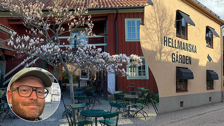 År 1719 byggdes två av Hellmanska gårdens tre fastigheter, senare bland de första i Nyköping att få elektricitet. Idag rymmer lokalerna butiker, bageri, kafé och hyreslägenheter för privatpersoner. Foto: Johan Ekberg.