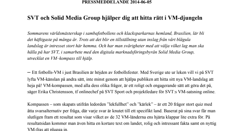 SVT och Solid Media Group hjälper dig att hitta rätt i VM­-djungeln