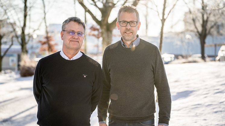 Björn Petersson blir förvaltningschef för den nystartade förvaltningen Arbete och välfärd, Martin Åsman, förvaltningschef för Barn- och utbildning tar emot gymnasieskolan och gymnasiesärskolan. Foto: Sölvesborgs kommun