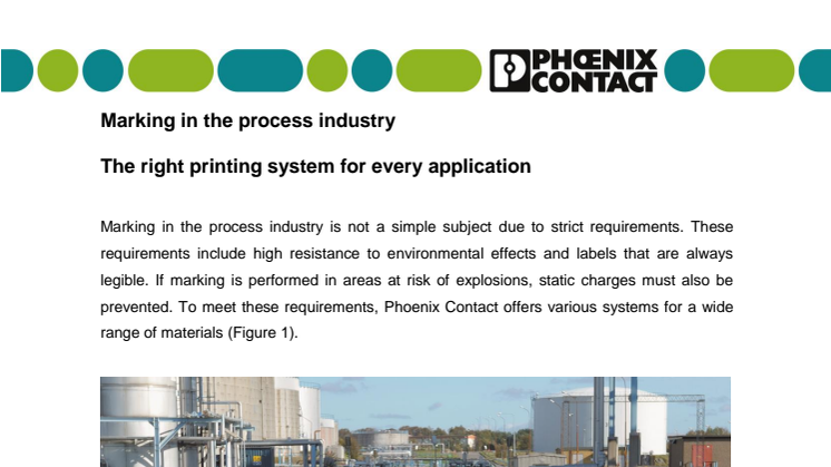 Marking in the process industry: The right printing system for every application