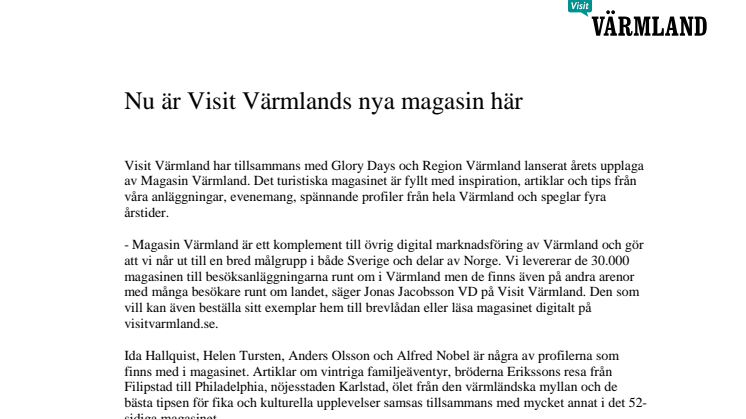 Nu är Visit Värmlands magasin här