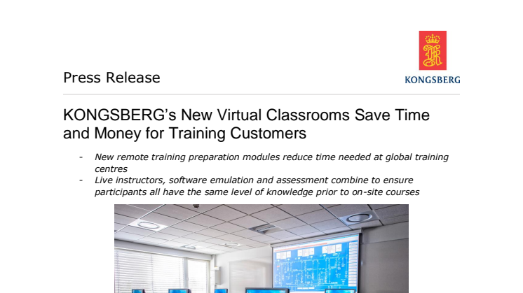 Kongsberg Maritime: KONGSBERG’s New Virtual Classrooms Save Time and Money for Training Customers  