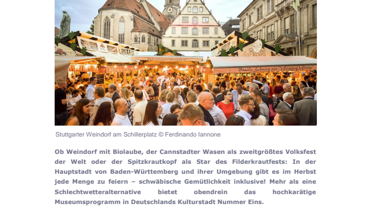 Stuttgart im Herbst: Tipps zum Feiern,  Schlemmen und Entdecken