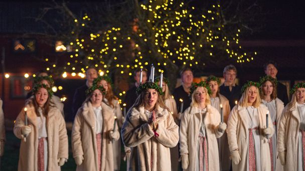 Lucia celebration in Tällberg, 13th of December 2021. Photo: Hilla Aspman/Warner