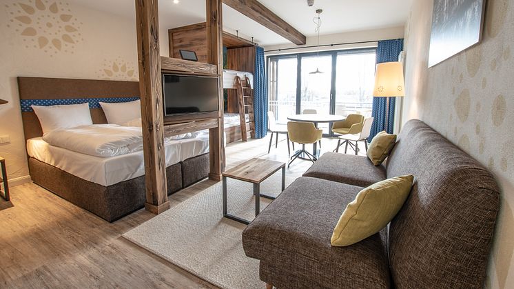 Ein Zimmer zum Wohlfühlen für die ganze Familie im neuen Spreewelten Hotel Lübbenau. Foto: Spreewelten GmbH.  