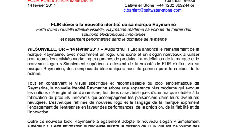 Raymarine: FLIR dévoile la nouvelle identité de sa marque Raymarine
