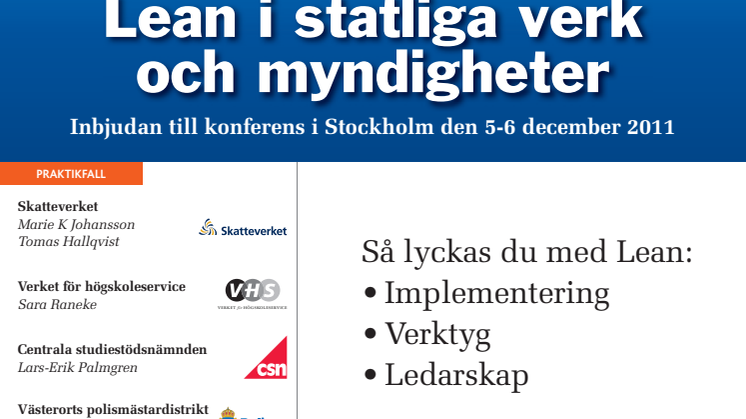 Lean i statliga verk och myndigheter, Stockholm 5-6 december