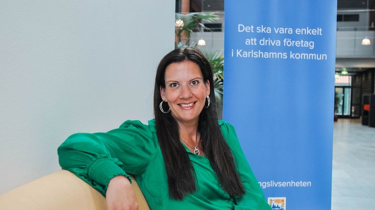Nina Andersson, näringslivschef i Karlshamns kommun ser fram emot en lärorik vecka med många möten och ett brett engagemang kring näringslivsfrågor. Foto: Hanna Hörnbäck